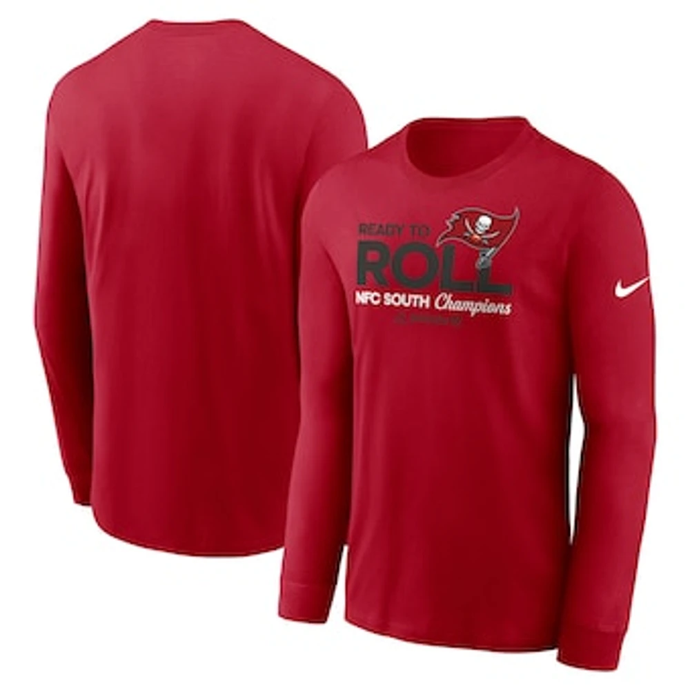 Men's Nike  Red Tampa Bay Buccaneers 2024 NFC South Division Champions Locker Room Trophy Collection Long Sleeve T-Shirt