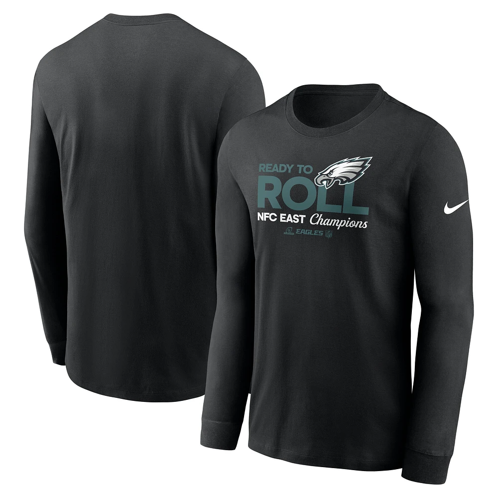 Men's Nike  Black Philadelphia Eagles 2024 NFC East Division Champions Locker Room Trophy Collection Long Sleeve T-Shirt