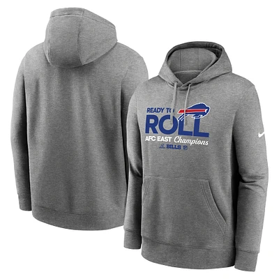 Men's Nike Heather Gray Buffalo Bills 2024 AFC East Division Champions Locker Room Trophy Collection Pullover Hoodie