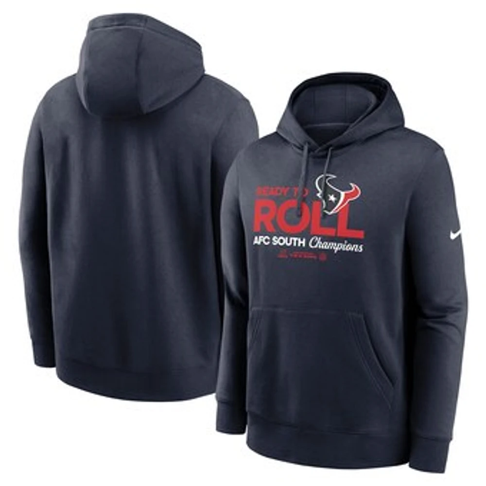 Men's Nike  Navy Houston Texans 2024 AFC South Division Champions Locker Room Trophy Collection Pullover Hoodie