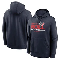 Men's Nike  Navy Houston Texans 2024 AFC South Division Champions Locker Room Trophy Collection Pullover Hoodie