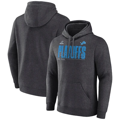 Men's Fanatics Heather Charcoal Detroit Lions 2024 NFL Playoffs Fleece Pullover Hoodie