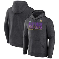 Men's Fanatics Heather Charcoal Minnesota Vikings 2024 NFL Playoffs Pullover Hoodie