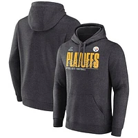 Men's Fanatics  Heather Charcoal Pittsburgh Steelers 2024 NFL Playoffs Fleece Pullover Hoodie