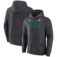 Men's Fanatics Heather Charcoal Philadelphia Eagles 2024 NFL Playoffs Pullover Hoodie