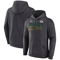 Men's Fanatics  Heather Charcoal Green Bay Packers 2024 NFL Playoffs Fleece Pullover Hoodie