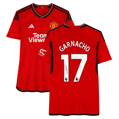 Alejandro Garnacho Manchester United Autographed 2023-24 Red Home adidas Jersey - BAS