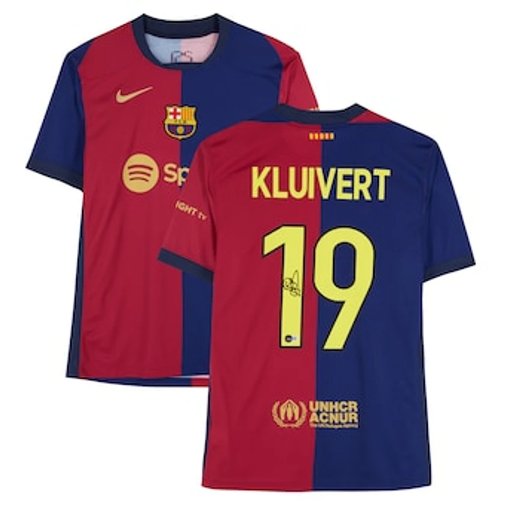 Patrick Kluivert Barcelona Autographed 2024-25 Red/Blue Home Nike Jersey - BAS