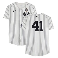 Tommy Kahnle New York Yankees 2024 World Series Game-Used #41 White Pinstripe Jersey vs. Los Angeles Dodgers on October 28, 2024