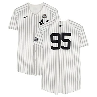 Oswaldo Cabrera New York Yankees 2024 World Series Player-Worn #95 White Pinstripe Jersey vs. Los Angeles Dodgers on October 28, 2024