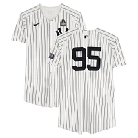 Oswaldo Cabrera New York Yankees 2024 World Series Player-Worn #95 White Pinstripe Jersey vs. Los Angeles Dodgers on October 28, 2024