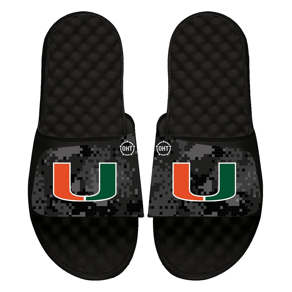 Youth ISlide Black Miami Hurricanes Digi Camo Slide Sandals