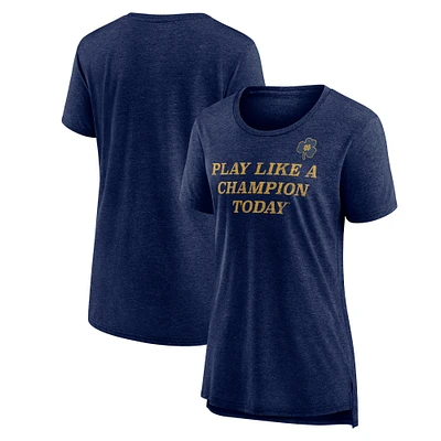 Women's Navy Notre Dame Fighting Irish Play Like a Champion Today Tri-Blend T-Shirt