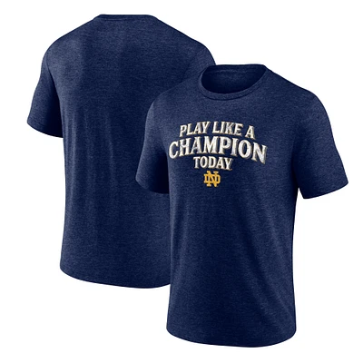 Men's Navy Notre Dame Fighting Irish Play Like a Champion Stack Tri-Blend T-Shirt