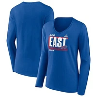 Women's Fanatics Royal Buffalo Bills 2024 AFC East Division Champions Conquer Long Sleeve V-Neck T-Shirt