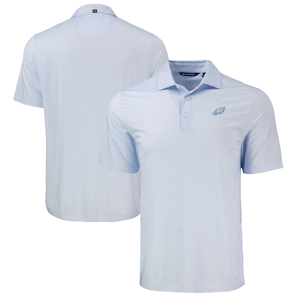 Men's Cutter & Buck Powder Blue Philadelphia Eagles Pike Eco Diamond Dot Print Recycled Big Tall Polo