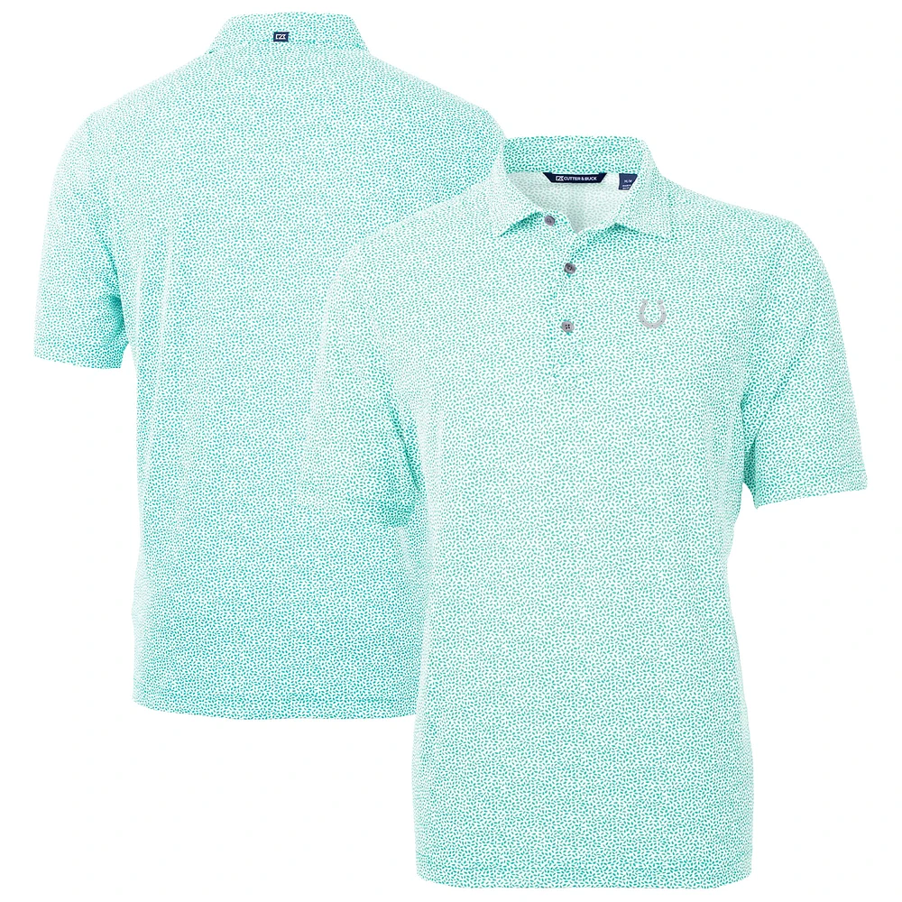 Men's Cutter & Buck Mint Indianapolis Colts Virtue Eco Pique Botanical Print Recycled Polo