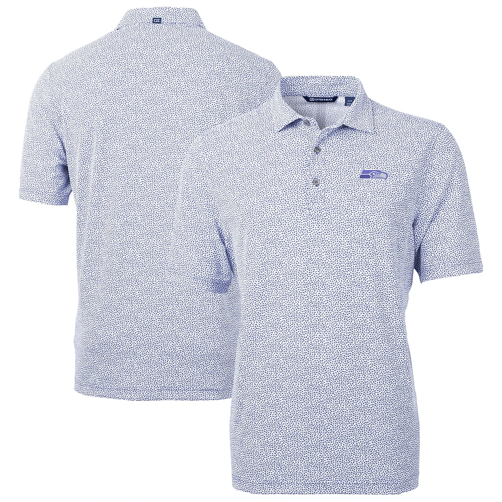 Men's Cutter & Buck Purple Seattle Seahawks Virtue Eco Pique Botanical Print Recycled Polo