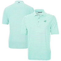 Men's Cutter & Buck Carolina Panthers Virtue Eco Pique Stripe Recycled Polo