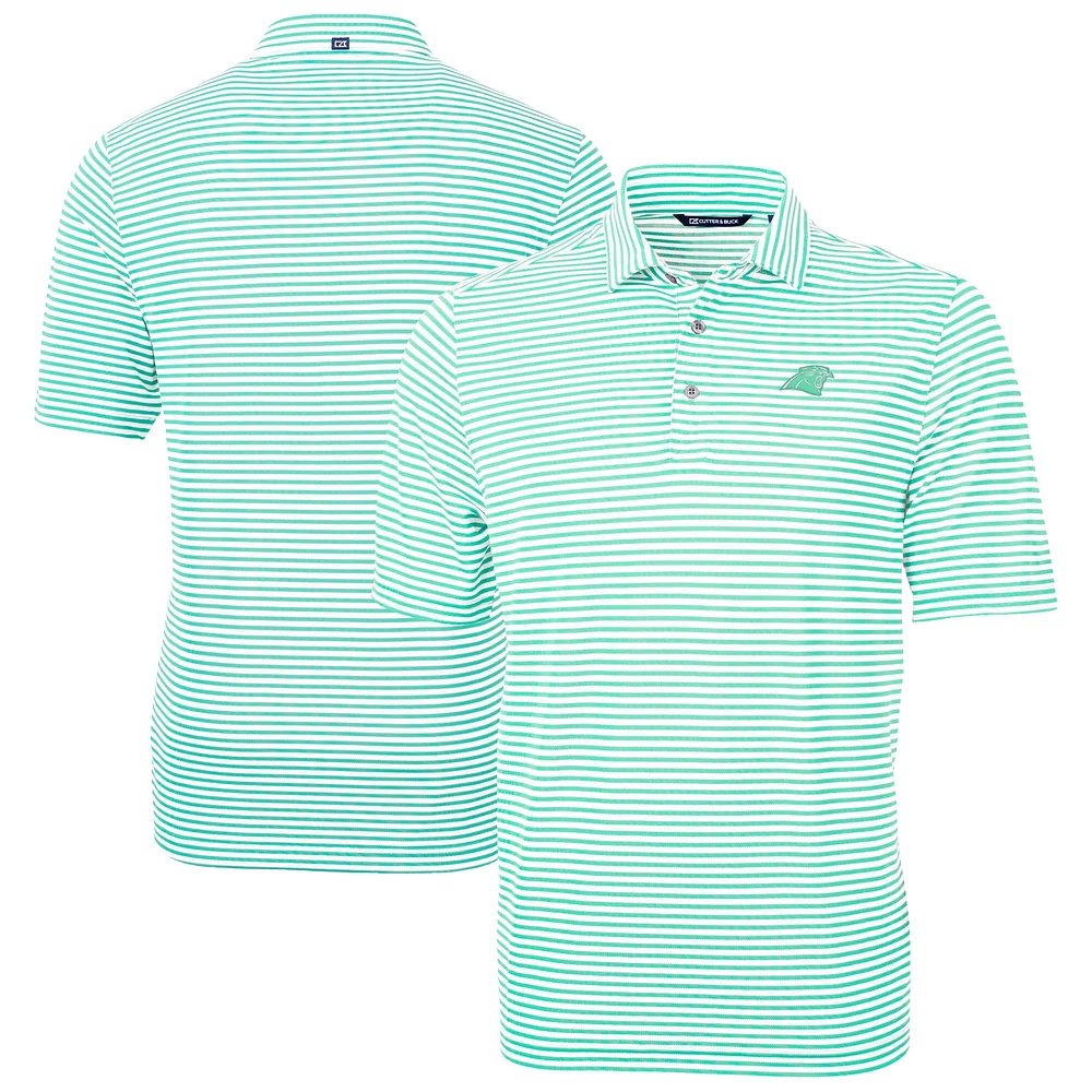 Men's Cutter & Buck Carolina Panthers Virtue Eco Pique Stripe Recycled Polo