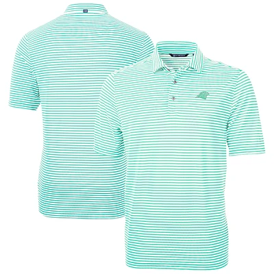 Men's Cutter & Buck Carolina Panthers Virtue Eco Pique Stripe Recycled Polo