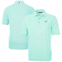 Men's Cutter & Buck Carolina Panthers Virtue Eco Pique Stripe Recycled Polo