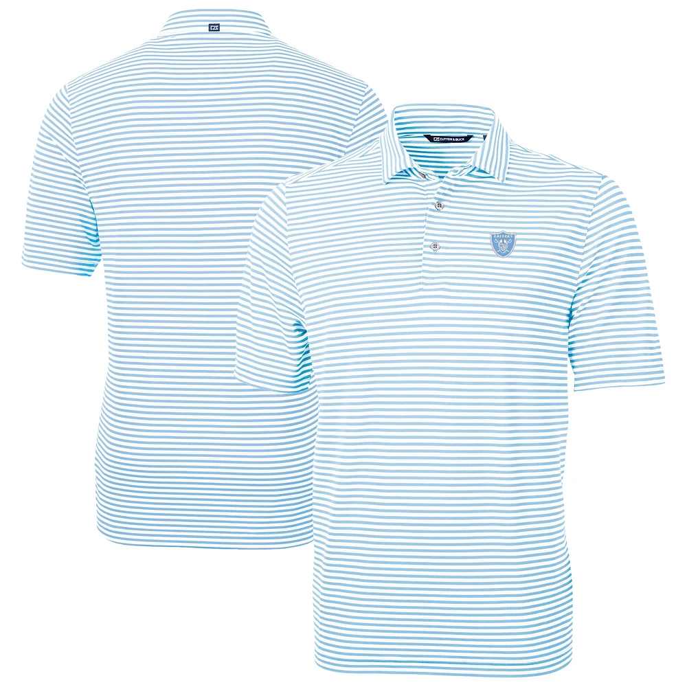 Men's Cutter & Buck Powder Blue Las Vegas Raiders Virtue Eco Pique Stripe Recycled Polo