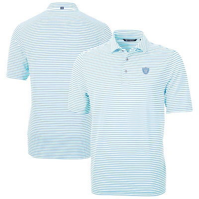 Men's Cutter & Buck Powder Blue Las Vegas Raiders Virtue Eco Pique Stripe Recycled Polo