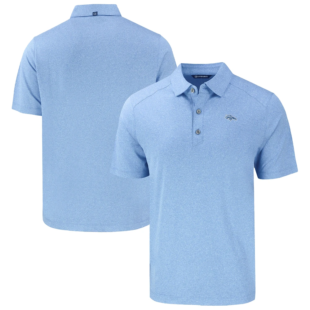 Men's Cutter & Buck Heather Powder Blue Denver Broncos Forge Eco Stretch Recycled Polo