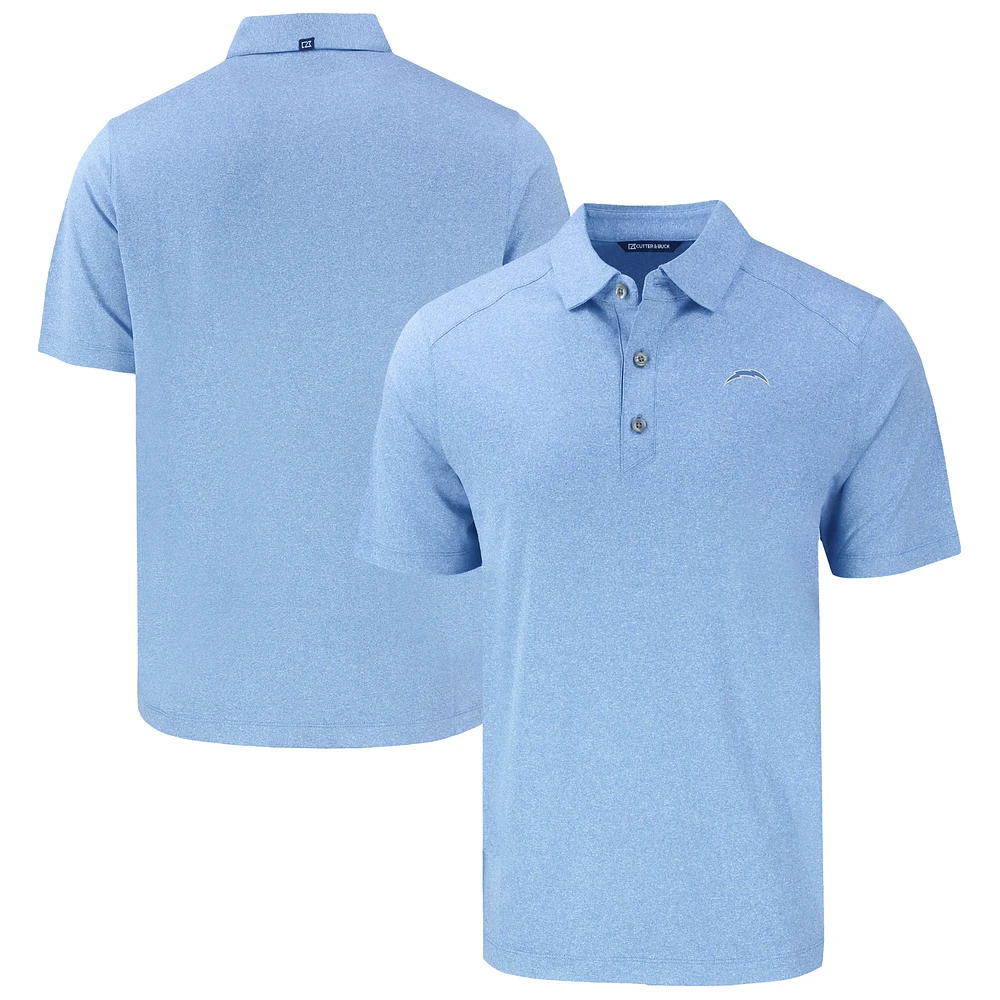 Men's Cutter & Buck Heather Powder Blue Los Angeles Chargers Forge Eco Stretch Recycled Polo