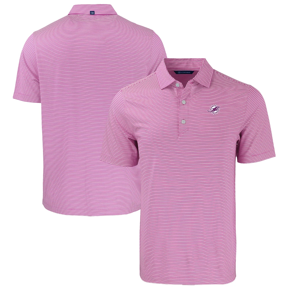 Men's Cutter & Buck Light Purple Miami Dolphins Forge Eco Double Stripe Stretch Recycled Polo