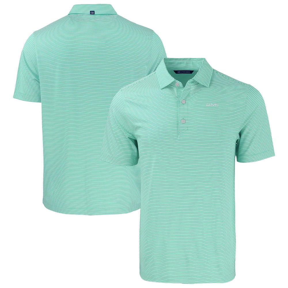 Men's Cutter & Buck Light Green New Orleans Saints Forge Eco Double Stripe Stretch Recycled Polo