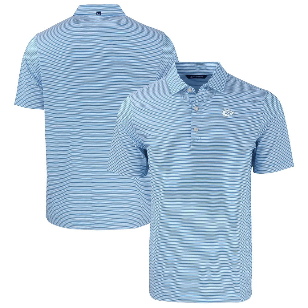 Men's Cutter & Buck Powder Blue Kansas City Chiefs Forge Eco Double Stripe Stretch Recycled Polo