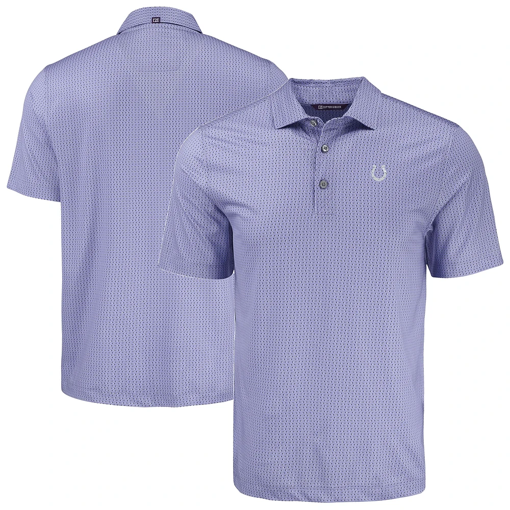 Men's Cutter & Buck Indianapolis Colts Pike Eco Shadow Check Print Recycled Polo