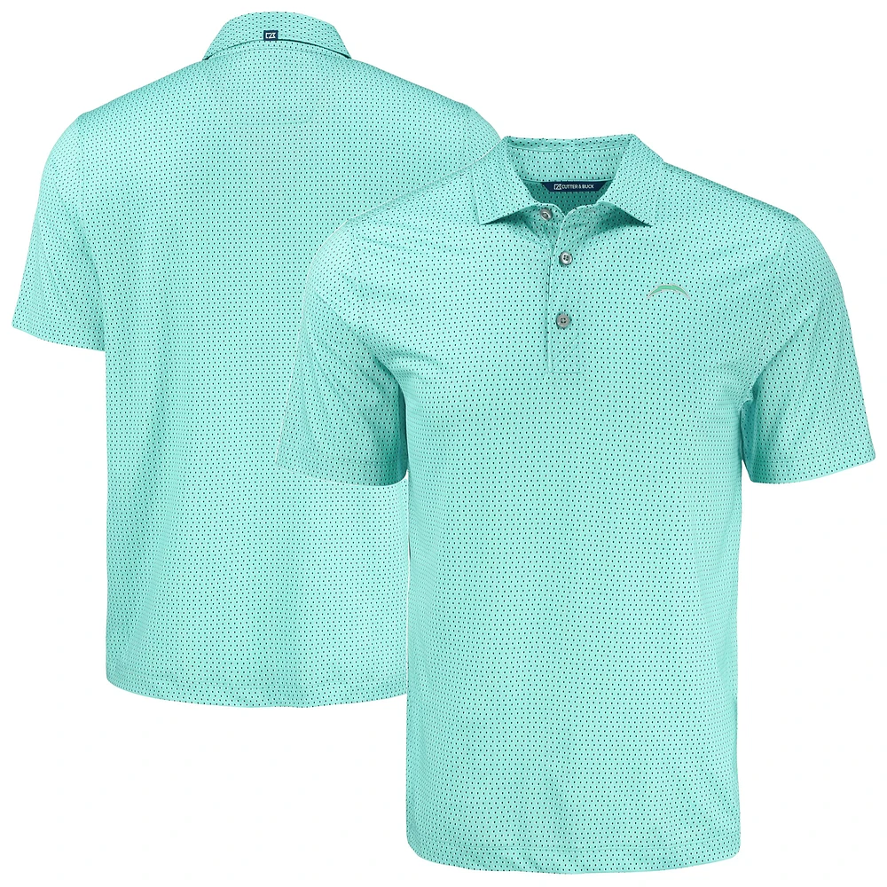 Men's Cutter & Buck Los Angeles Chargers Pike Eco Shadow Check Print Recycled Polo