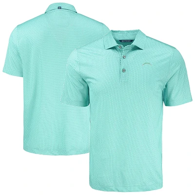 Men's Cutter & Buck Los Angeles Chargers Pike Eco Shadow Check Print Recycled Polo