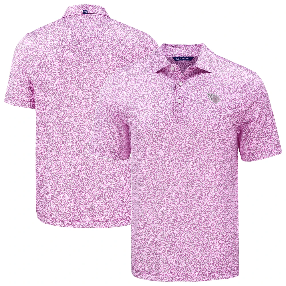 Men's Cutter & Buck Pink Tennessee Titans Pike Eco Flora Print Recycled Polo