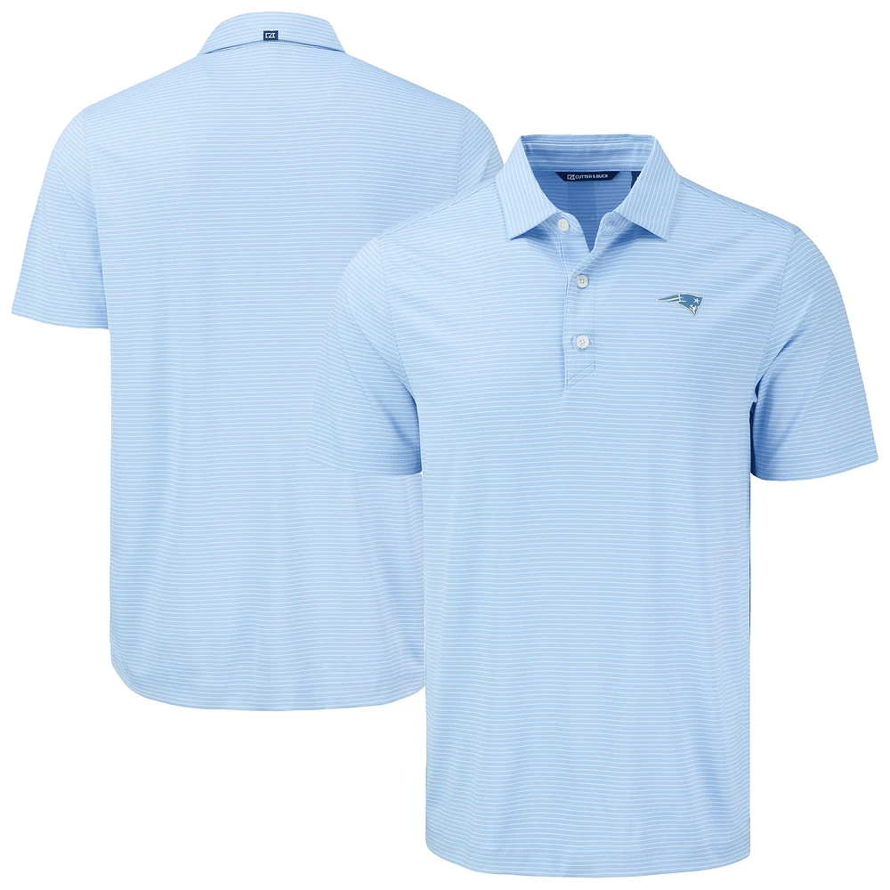 Men's Cutter & Buck Powder Blue New England Patriots Forge Eco Fine Line Stripe Stretch Recycled Polo