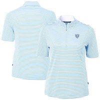 Women's Cutter & Buck Powder Blue Chicago Bears Virtue Eco Pique Stripe Recycled Quarter-Zip Top