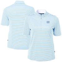 Women's Cutter & Buck Powder Blue Cincinnati Bengals Virtue Eco Pique Stripe Recycled Quarter-Zip Top