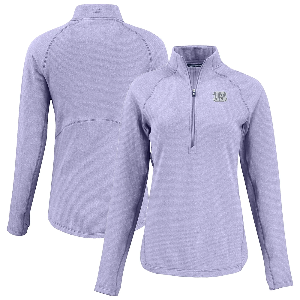 Women's Cutter & Buck Purple Cincinnati Bengals Peshastin Eco Fleece Recycled Half-Zip Top