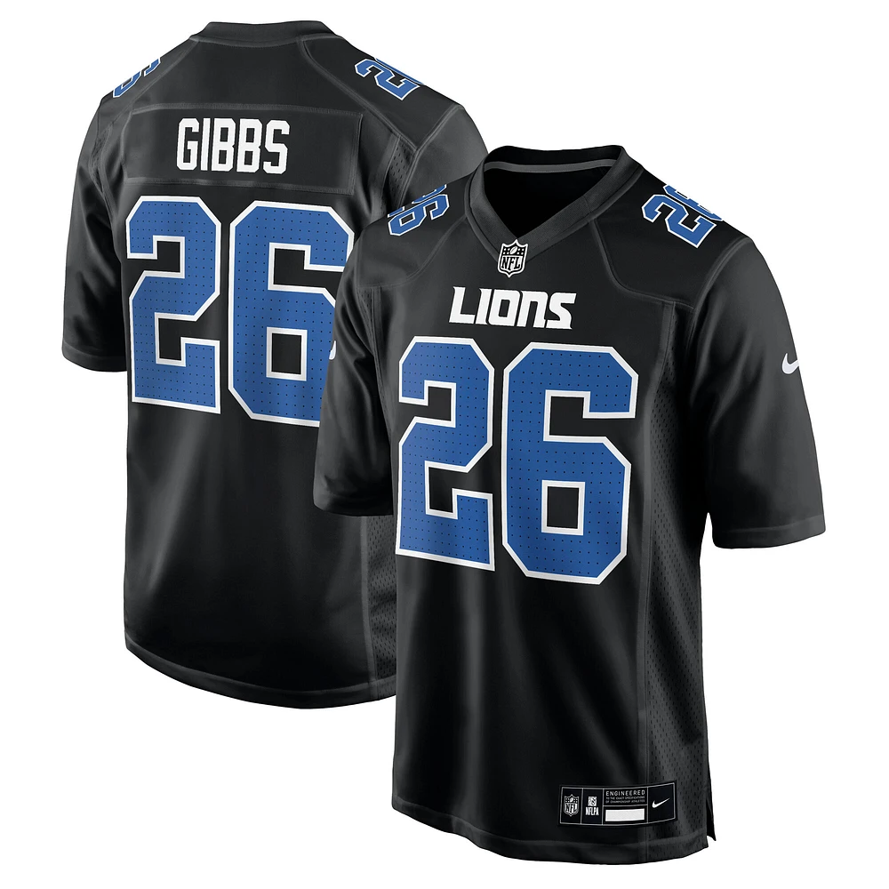 Men's Nike Jahmyr Gibbs Carbon Black Detroit Lions Fashion Jersey