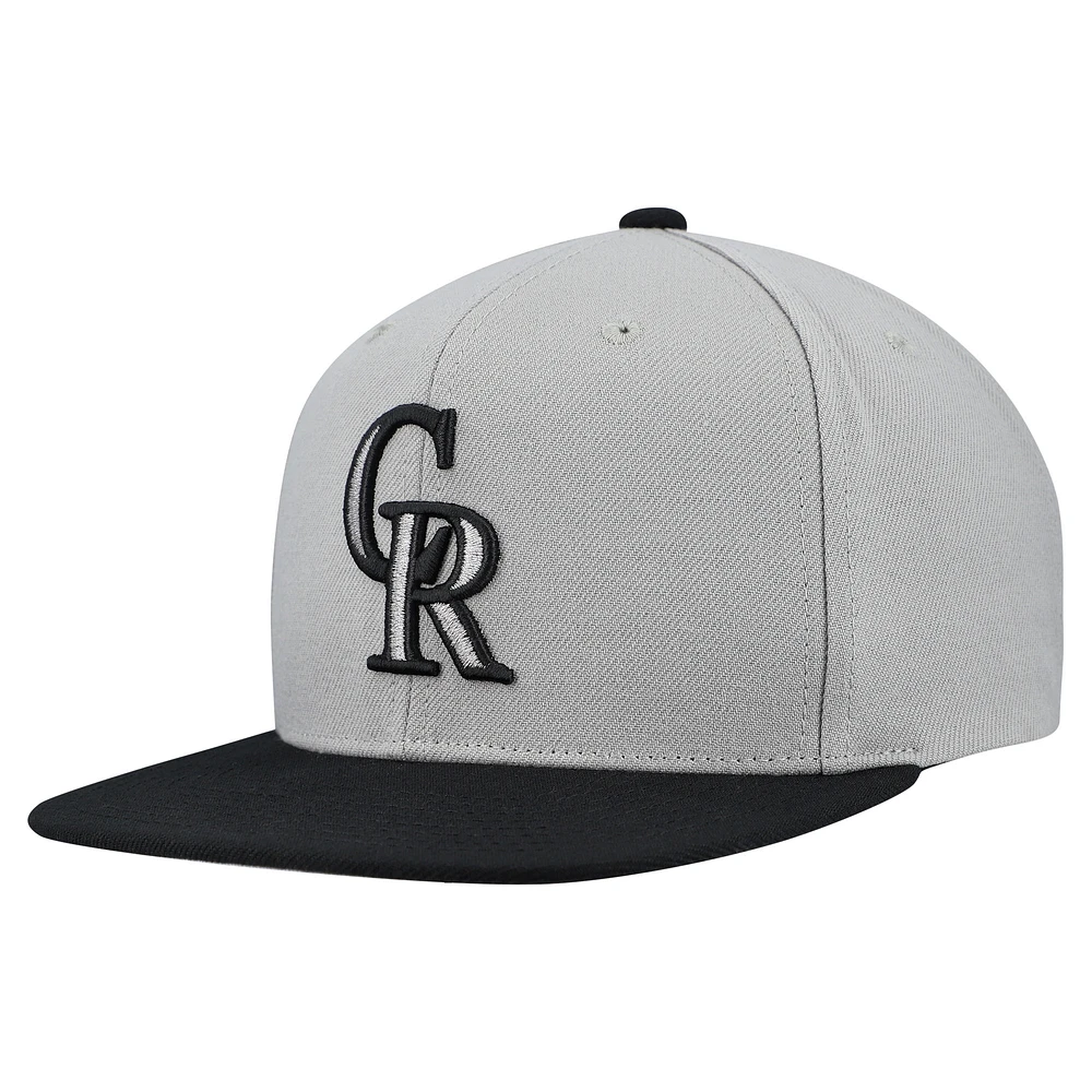 Men's Mitchell & Ness Gray Colorado Rockies Basic Flip Snapback Hat