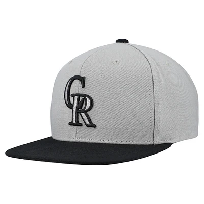 Men's Mitchell & Ness Gray Colorado Rockies Basic Flip Snapback Hat