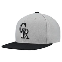 Men's Mitchell & Ness Gray Colorado Rockies Basic Flip Snapback Hat