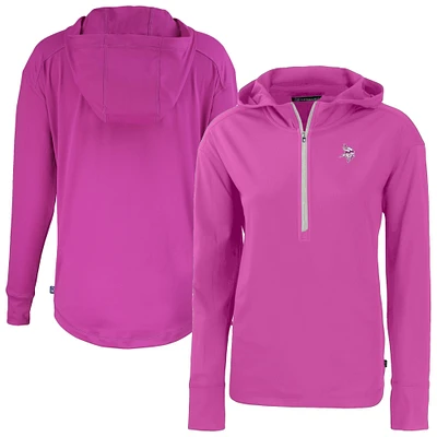 Women's Cutter & Buck Pink Minnesota Vikings Daybreak Eco Recycled Half-Zip Hoodie