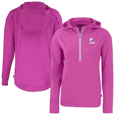 Women's Cutter & Buck Pink Cleveland Browns Daybreak Eco Recycled Half-Zip Hoodie