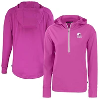 Women's Cutter & Buck Pink Cleveland Browns Daybreak Eco Recycled Half-Zip Hoodie