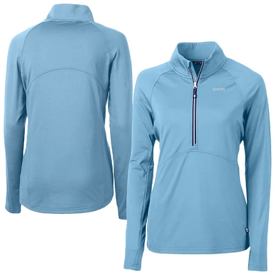 Women's Cutter & Buck  Powder Blue New Orleans Saints Adapt Eco Knit Stretch Recycled Half-Zip Top