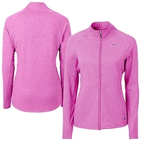 Women's Cutter & Buck  Pink Los Angeles Chargers Adapt Eco Knit Heather Recycled Full-Zip Jacket